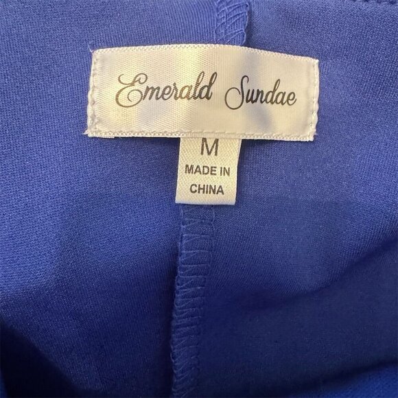 Emerald Sundae Women's Blue Cold Shoulder Ruffle Dress Size M - Picture 6 of 8